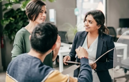 A group of professionals discussing a topic.